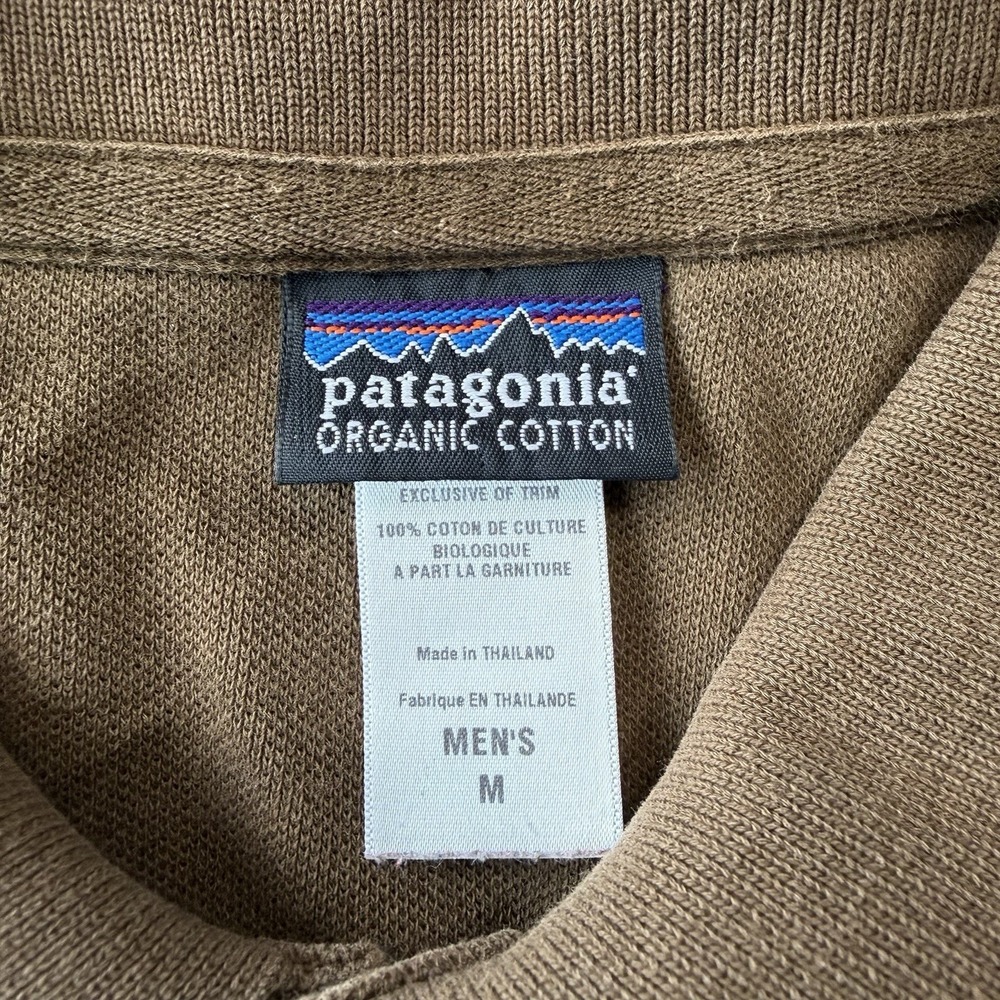 Patagonia Men's Organic Cotton Polo Shirt Brown Collared Short Sleeve Logo Sz M - Picture 6 of 9